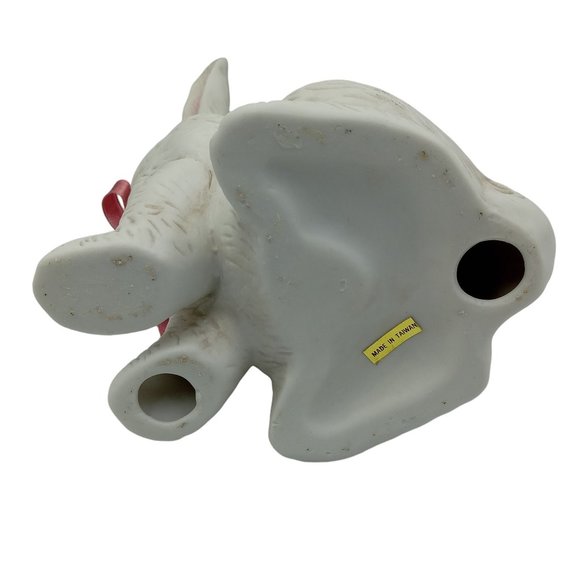 VTG Country Porcelain Bunny Rabbit With Pink Ribbon TW7353 Easter Centerpiece - Picture 7 of 11